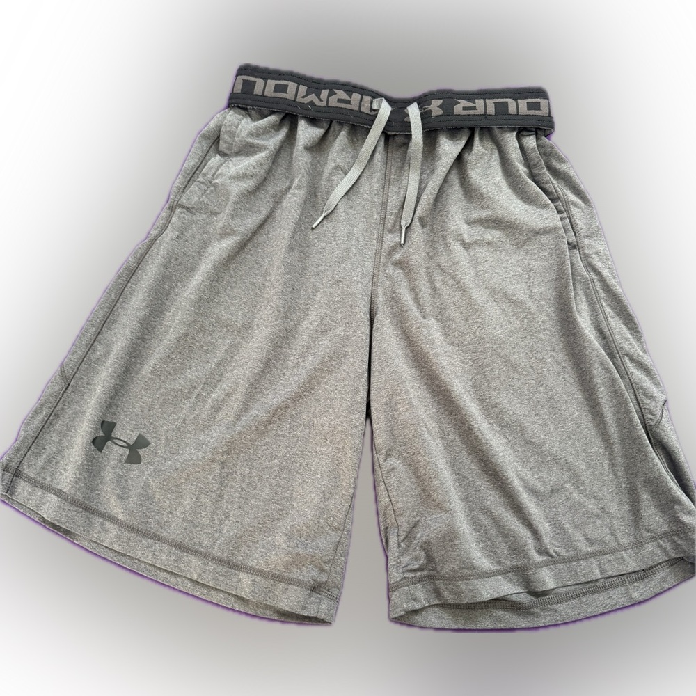 Mens grey under armour basketball shorts